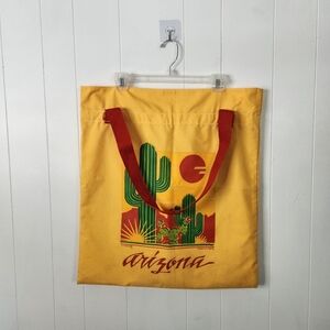 Arizona Novelty Souvenir Tote Bag Purse Large 1990s 90s Yellow Cactus Bohemian